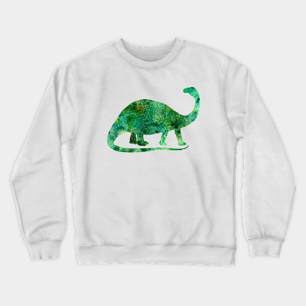 Green Brontosaurus Watercolor Painting Crewneck Sweatshirt by Miao Miao Design
